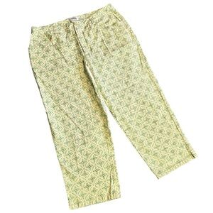 Talbots Stretch Capris Yellow Green Pattern Size 12W